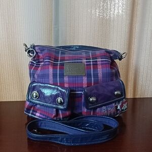 Coach Poppy Tartan Metalic plaid Swang HOBO Bag